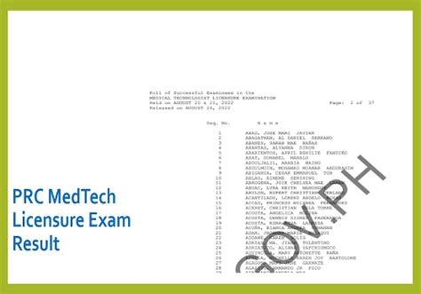 medtech result|RESULTS: March 2023 Medical Technologists Licensure .